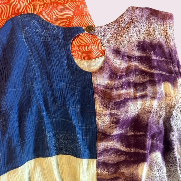 Spice by Coriander Free Size oriental patchwork dress made in Indonesia - Picture 4 of 5